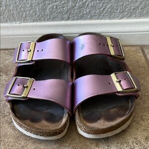 COPY - Metallic Pink Double Strap Sandals